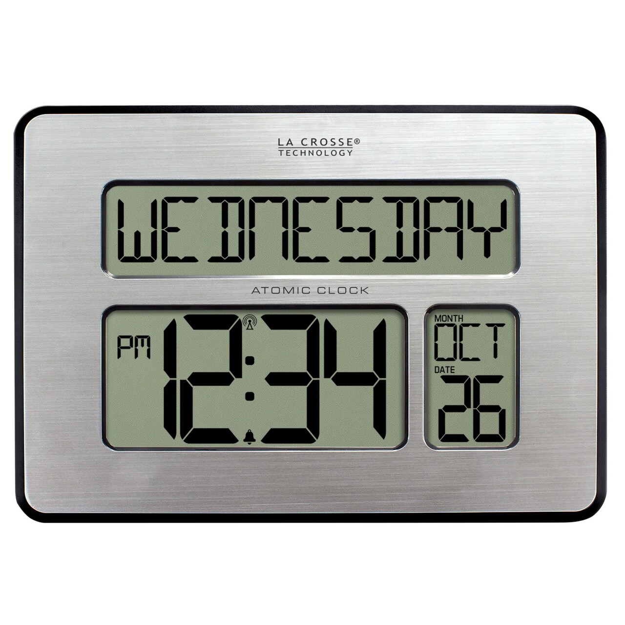 La Crosse Technology 9.75" Black and Gray Atomic Digital Wall Clock